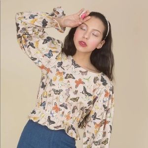 Samantha Pleet Cloud Butterfly Print Top
